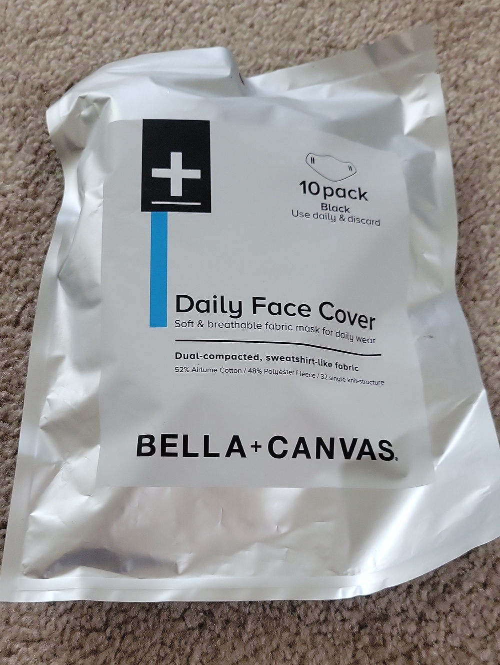 FREE W ANY PURCHASE! Bella + Canvas Daily Face Cover - 10 PACK Fabric Face Mask